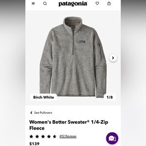 Patagonia Women’s Better Sweater 1/4 Zip Fleece